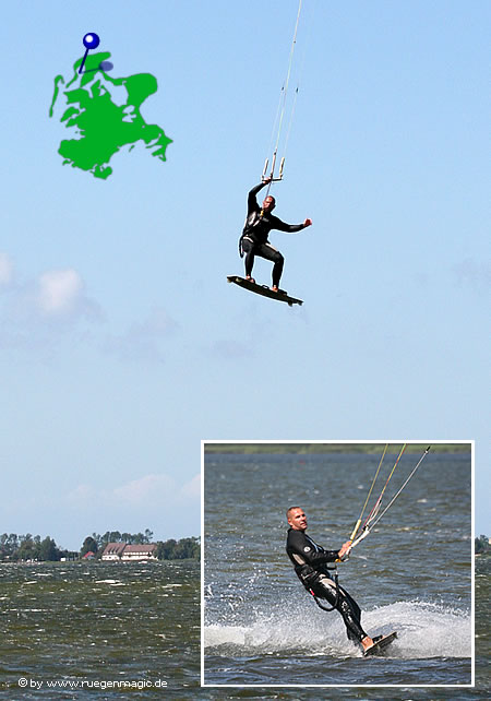 Kiten auf dem Wieker Bodden, Insel Rügen