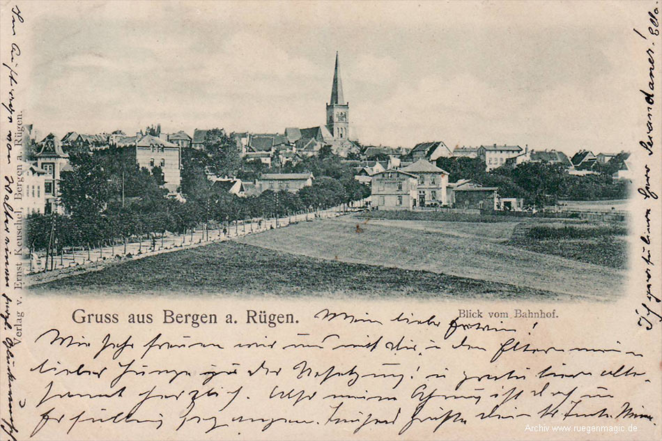 Historische Ansicht um 1900 von Bergen auf Rügen