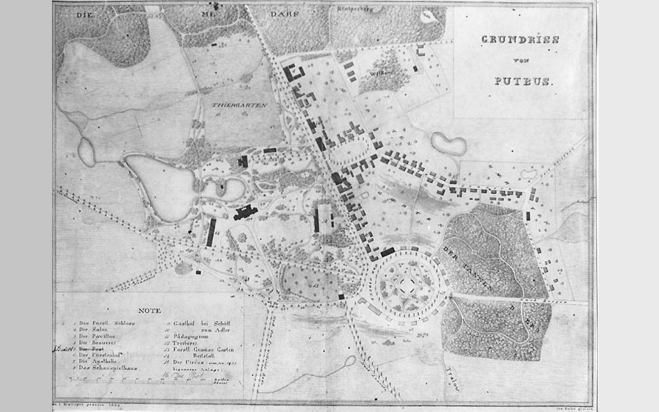 Stadtplan von Putbus von 1834