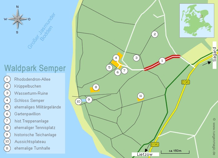 Lagekarte des Waldpark Semper mit dem Hexenwald