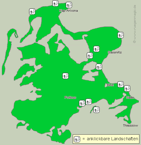 Karte besondere Landschaftsformen Rügen
