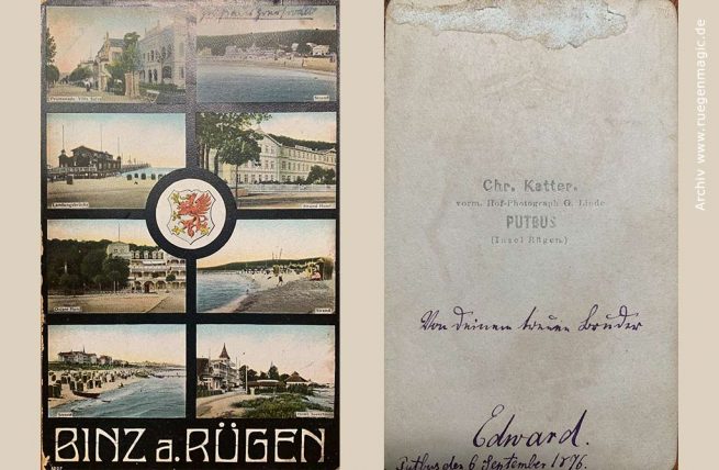 Handcolerierte Postkarte um 1900 vom Ostseebad Binz