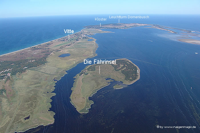 Luftaufnahme des Fährinsel zwischen Hiddensee und der Insel Rügen