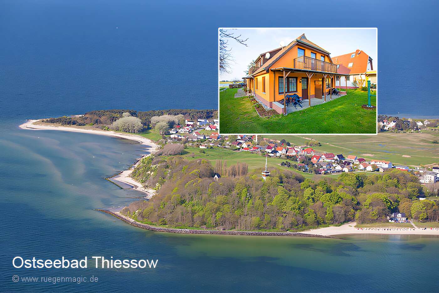 Luftaufnahmen von Thiessow mit Lage der Ferienwohnungen